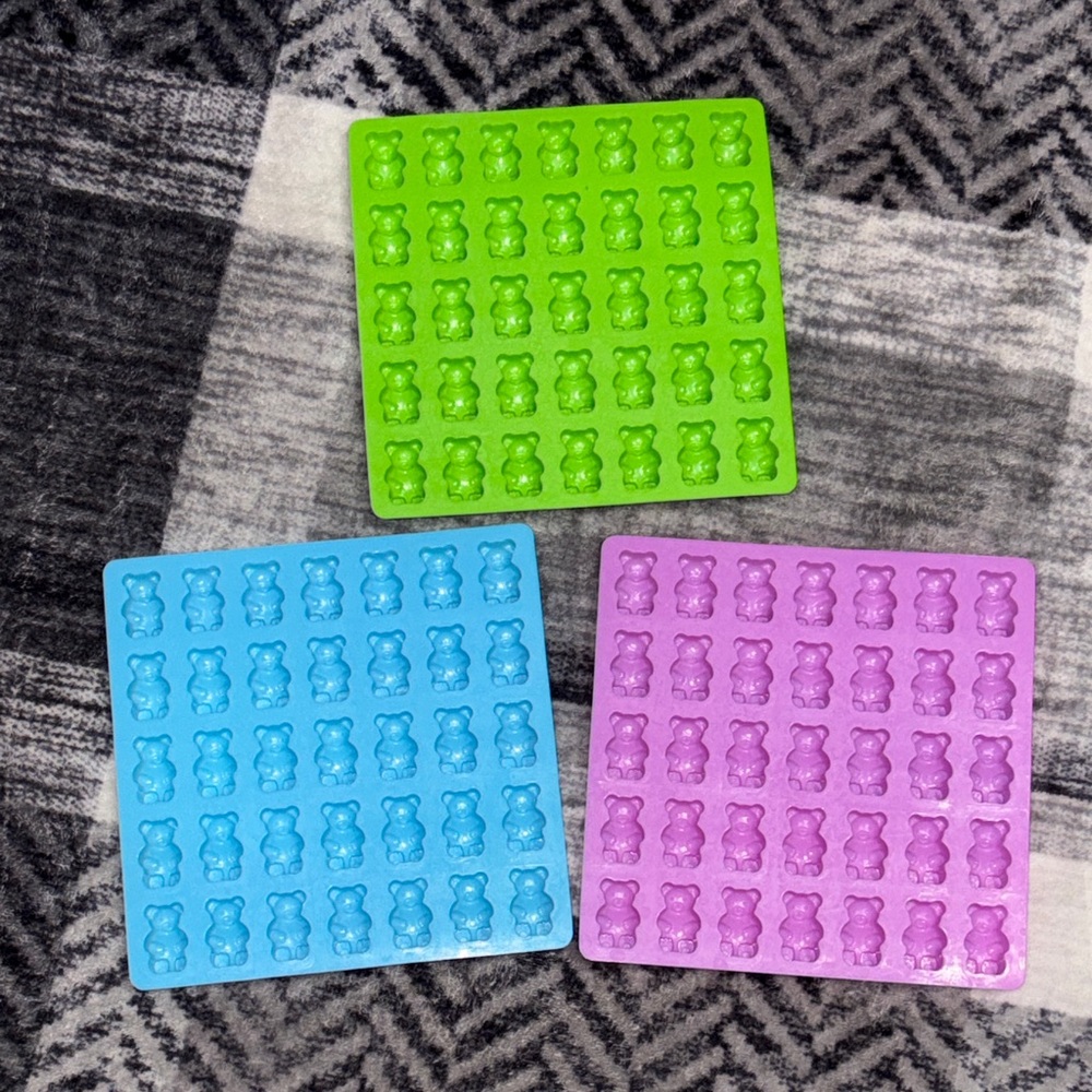 Silicone Gummy Bear Molds - Green, Blue, and Pink